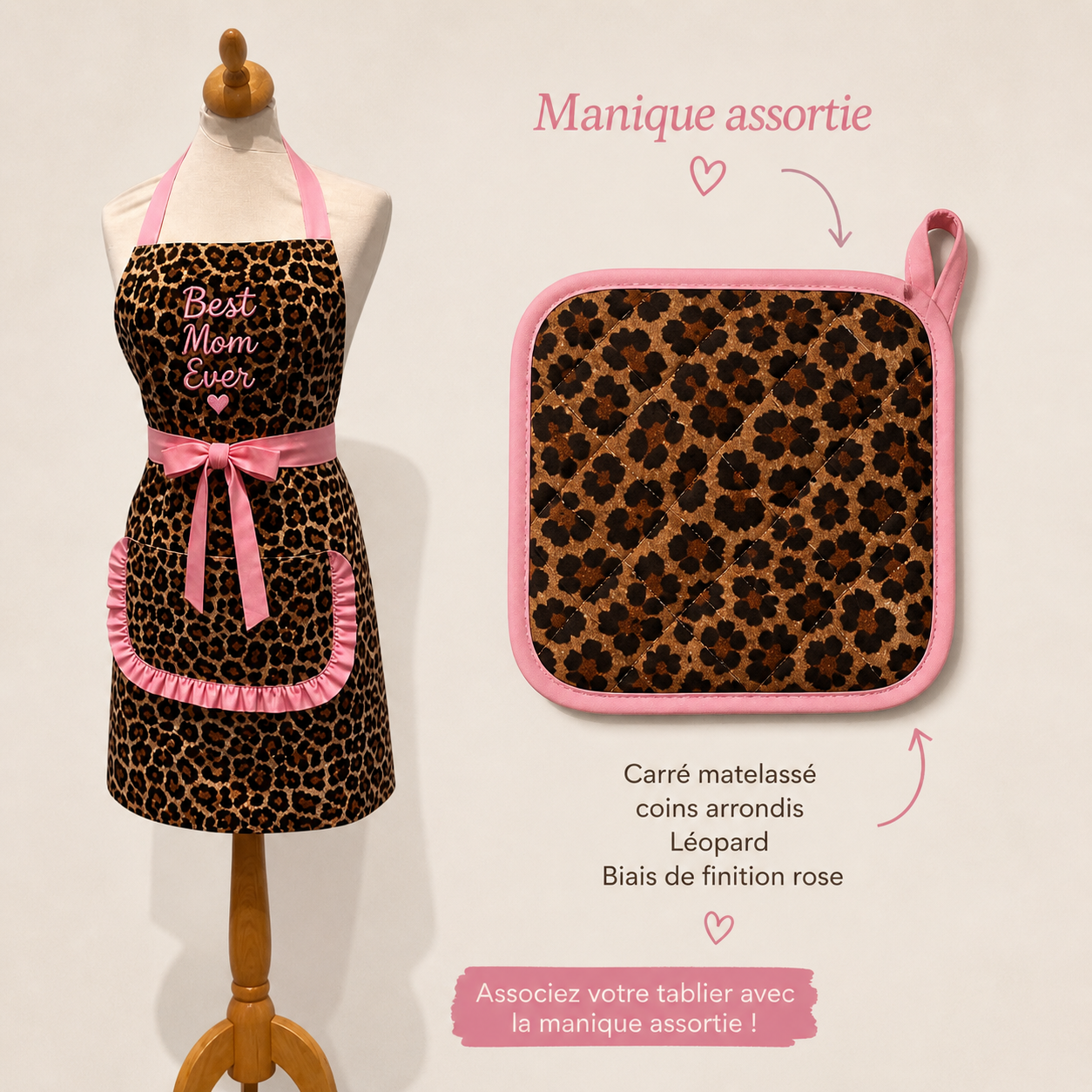 Tablier léopard + manique