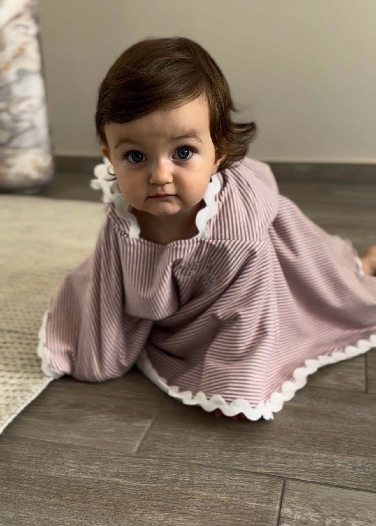 Poncho de bain festonné - Beige/Rose/Vert Olive