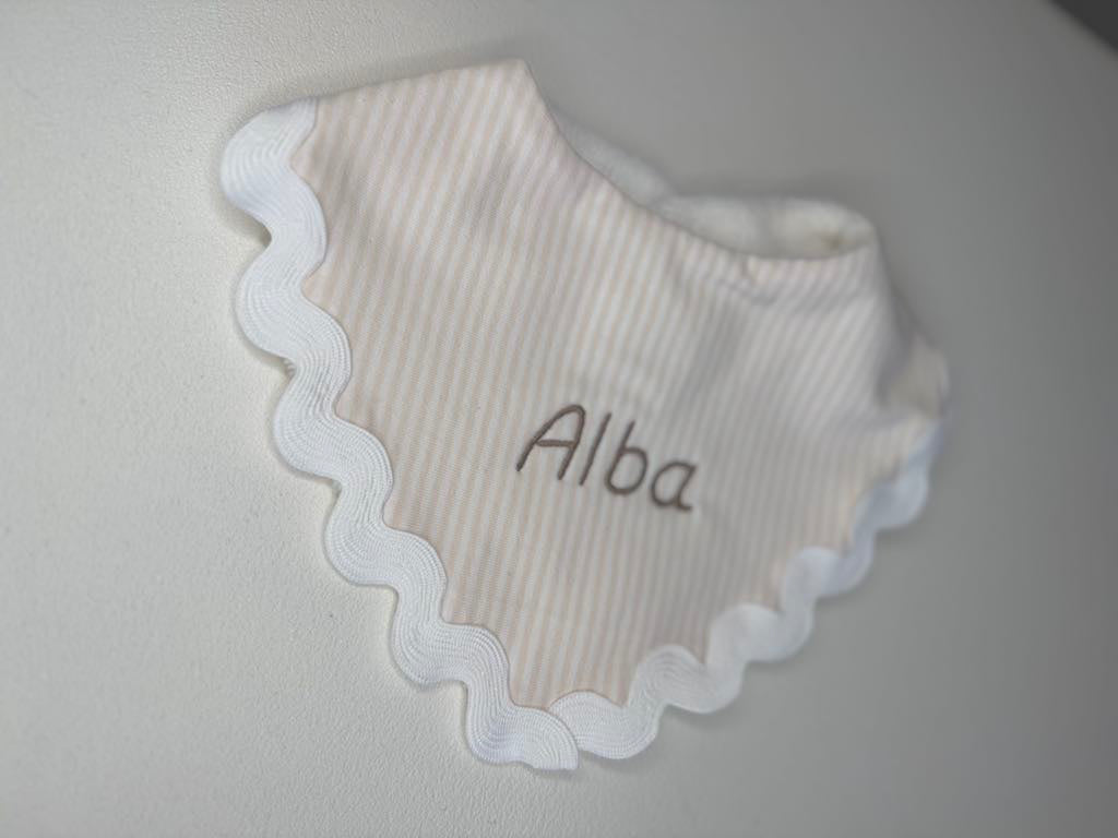 Bavoir bandana festonné - beige/crème