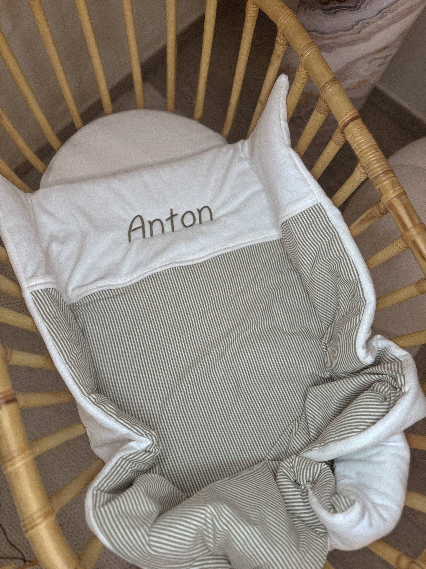 Couverture - Beige/Rose/vert olive