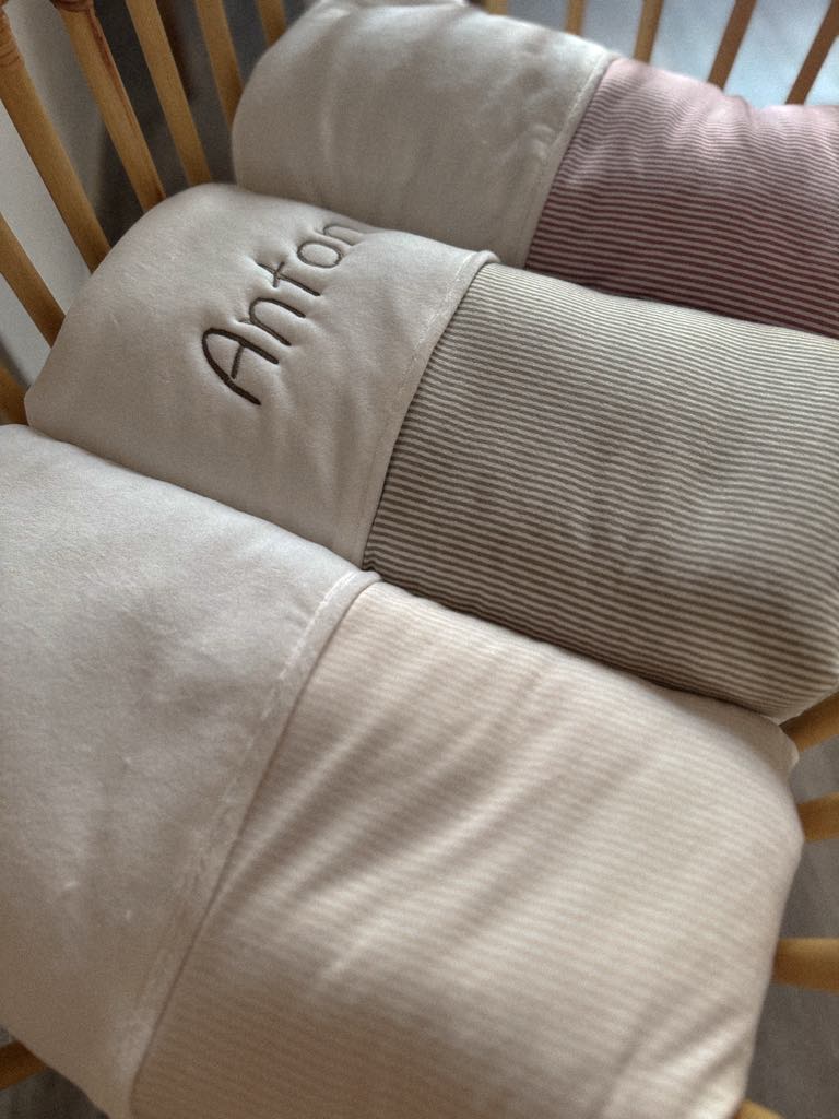 Couverture - Beige/Rose/vert olive