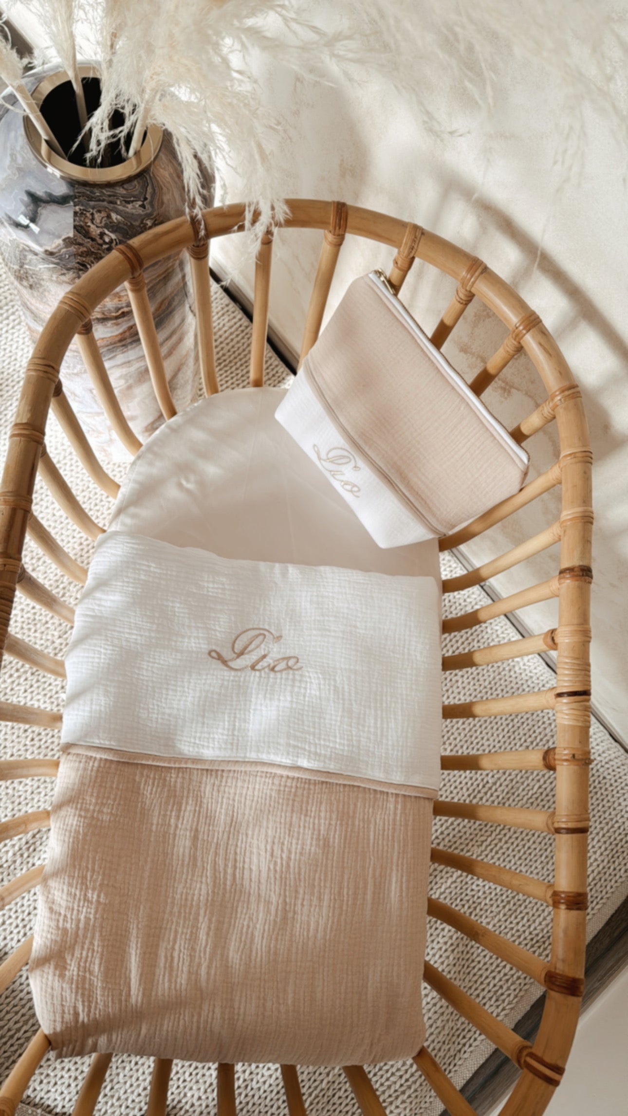 Couverture bicolore personnalisée en double gaze