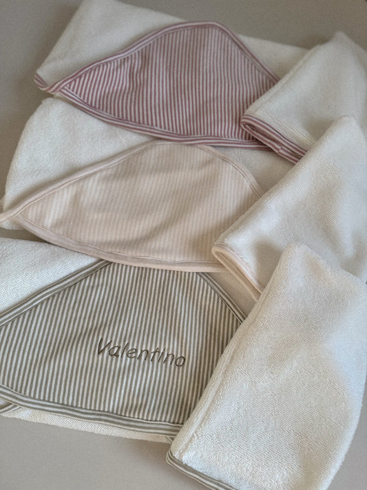Cape de bain - beige/rose/vert olive