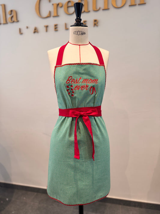 Tablier vichy vert + manique