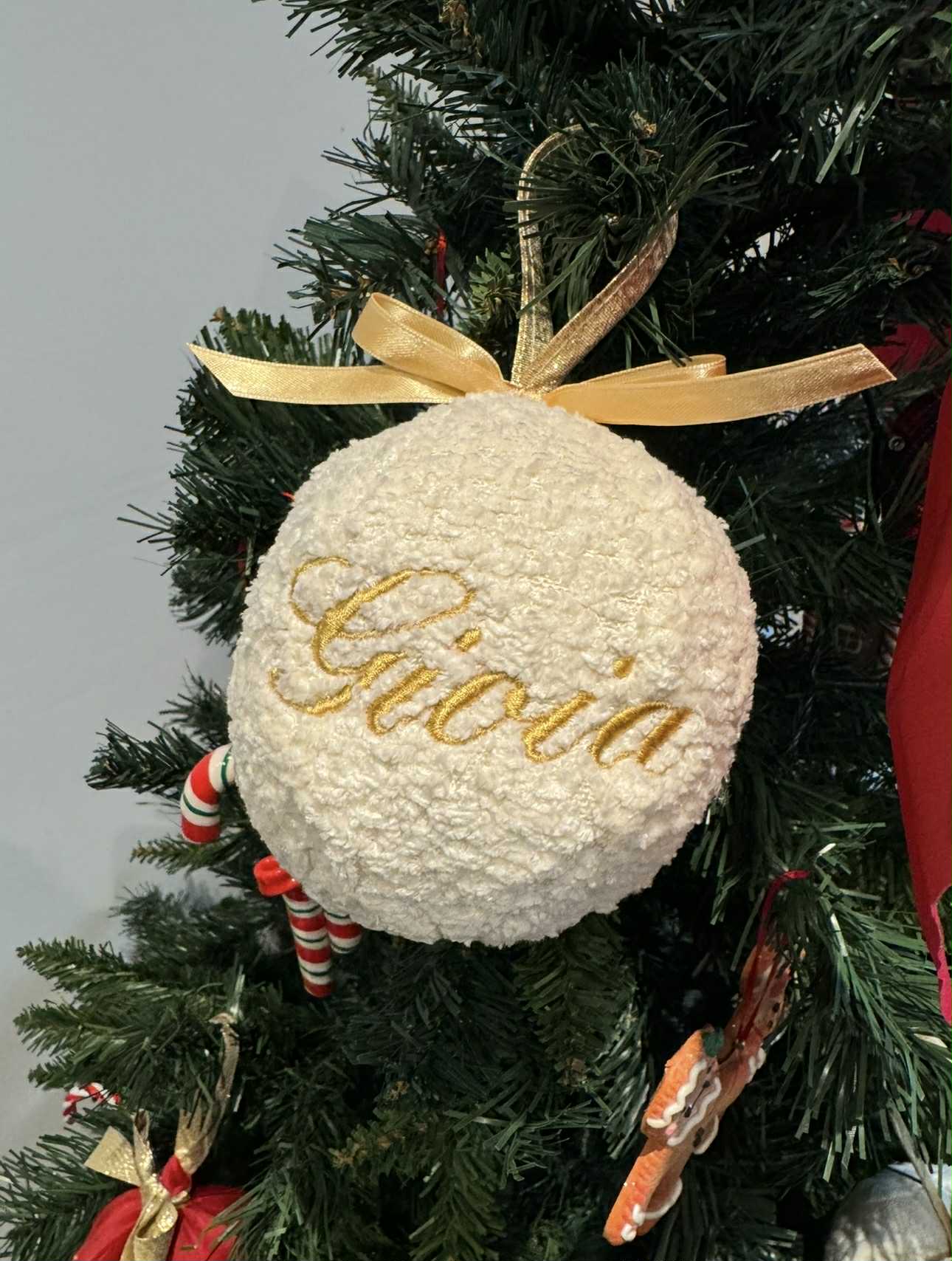 Boule de Noël - Teddy blanc cassé