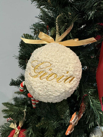 Boule de Noël - Teddy blanc cassé