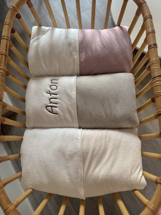 Couverture - Beige/Rose/vert olive