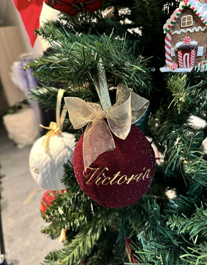 Boule de Noël - Bordeaux à paillettes